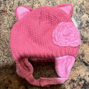 Charming Pink Knit Hat with Ear Flaps for Kids